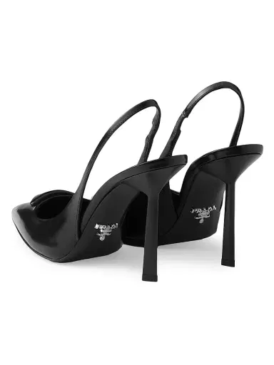 Prada Women's Brushed Leather 100MM Slingback Pumps - Black - Size 5 | Thumbnail 3 Prada Women's Brushed Leather 100MM Slingback Pumps - Black - Size 5 | Thumbnail 3