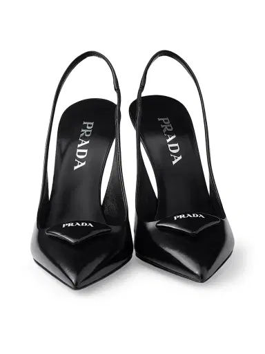 Prada Women's Brushed Leather 100MM Slingback Pumps - Black - Size 5 | Thumbnail 4 Prada Women's Brushed Leather 100MM Slingback Pumps - Black - Size 5 | Thumbnail 4