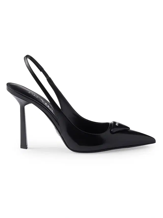 Prada Women's Brushed Leather 100MM Slingback Pumps - Black