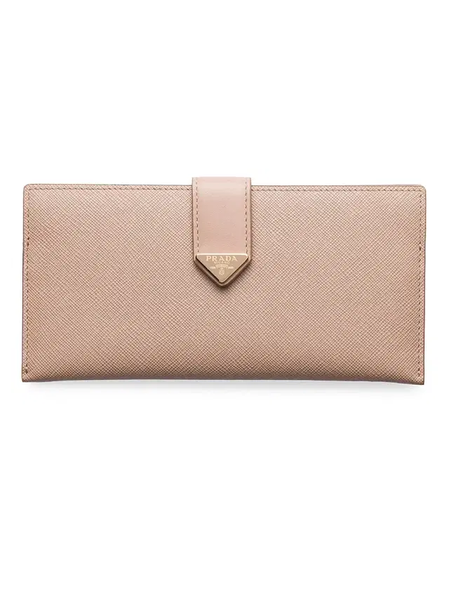 Prada Women's  Saffiano and Leather Wallet - Beige