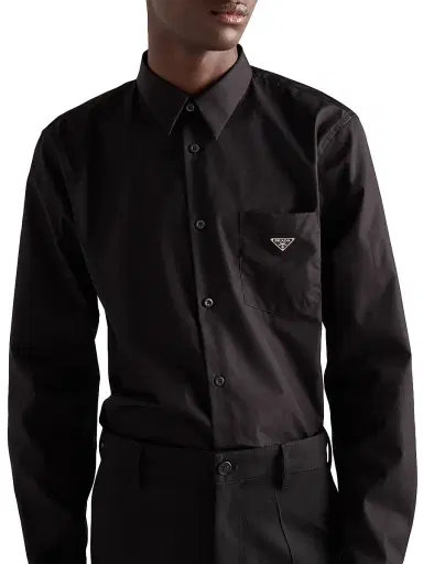Prada Men's Cotton Shirt - Black - Size Medium | Thumbnail 4 Prada Men's Cotton Shirt - Black - Size Medium | Thumbnail 4