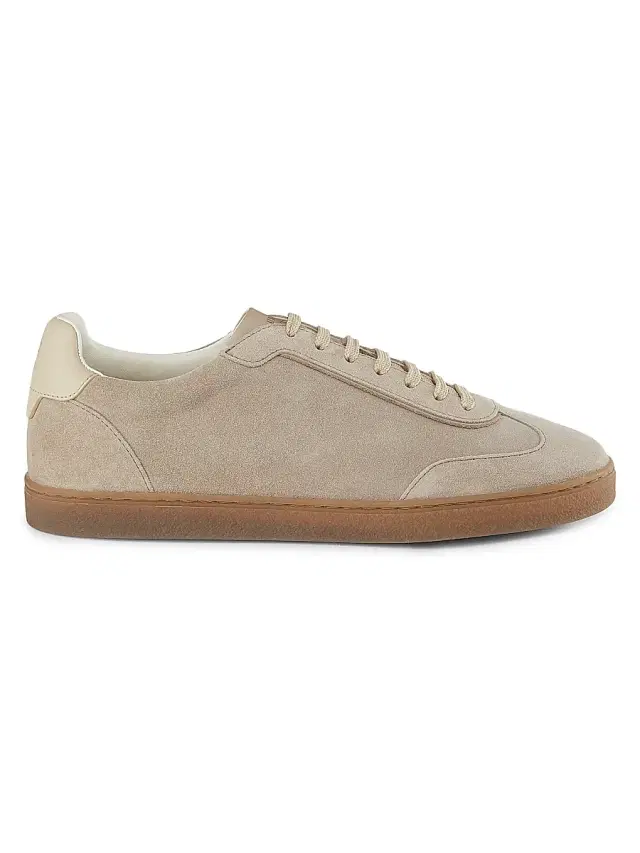 Men's Suede Low-Top Sneakers - Medium Brown