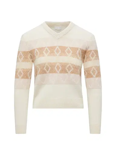Moncler Women's V-Neck Sweater in Wool - White Pink | Thumbnail 1 Moncler Women's V-Neck Sweater in Wool - White Pink | Thumbnail 1