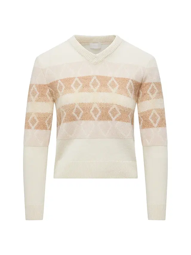 Women's V-Neck Sweater in Wool - White Pink