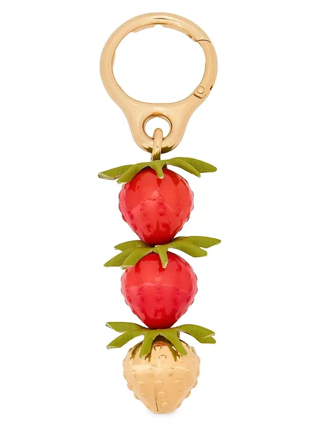 LOEWE Women's Strawberry Leather Charm - Red Gold