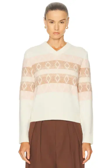 Moncler Long Sleeve V-neck Sweater | Thumbnail 1 Moncler Long Sleeve V-neck Sweater | Thumbnail 1