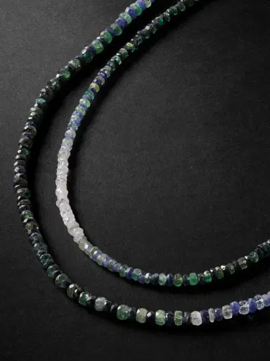 JIA JIA Gold, Emerald and Sapphire Beaded Necklace - Men | Thumbnail 1 JIA JIA Gold, Emerald and Sapphire Beaded Necklace - Men | Thumbnail 1