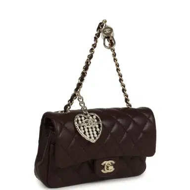 Chanel Chanel Nano Classic Double Flap Bag Charm Dark Brown Lambskin Light Gold Hardware | Thumbnail 2 Chanel Chanel Nano Classic Double Flap Bag Charm Dark Brown Lambskin Light Gold Hardware | Thumbnail 2