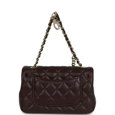 Chanel Chanel Nano Classic Double Flap Bag Charm Dark Brown Lambskin Light Gold Hardware | Thumbnail 5 Chanel Chanel Nano Classic Double Flap Bag Charm Dark Brown Lambskin Light Gold Hardware | Thumbnail 5