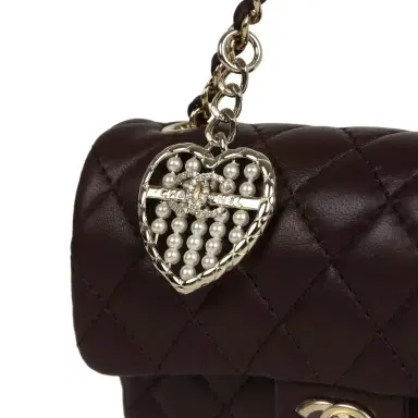 Chanel Chanel Nano Classic Double Flap Bag Charm Dark Brown Lambskin Light Gold Hardware | Thumbnail 6 Chanel Chanel Nano Classic Double Flap Bag Charm Dark Brown Lambskin Light Gold Hardware | Thumbnail 6