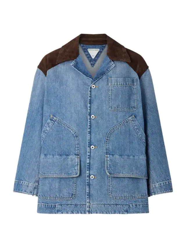 Intrecciato Leather-trimmed Denim Jacket
