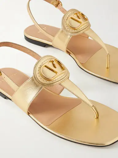 Valentino Garavani Vlogo Embellished Metallic Leather Sandals | Thumbnail 4 Valentino Garavani Vlogo Embellished Metallic Leather Sandals | Thumbnail 4