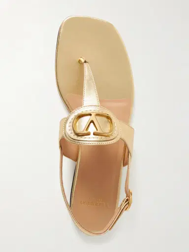 Valentino Garavani Vlogo Embellished Metallic Leather Sandals | Thumbnail 5 Valentino Garavani Vlogo Embellished Metallic Leather Sandals | Thumbnail 5
