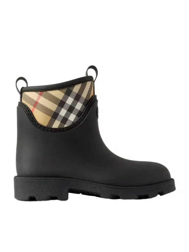 Checked Nylon-paneled Rubber Ankle Boots