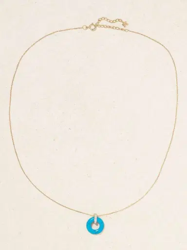Mateo Donut 14-karat Yellow And White Gold, Turquoise And Diamond Necklace | Thumbnail 4 Mateo Donut 14-karat Yellow And White Gold, Turquoise And Diamond Necklace | Thumbnail 4