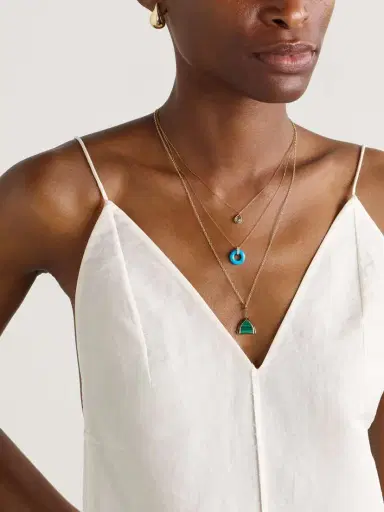 Mateo Donut 14-karat Yellow And White Gold, Turquoise And Diamond Necklace | Thumbnail 5 Mateo Donut 14-karat Yellow And White Gold, Turquoise And Diamond Necklace | Thumbnail 5