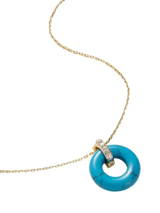 Donut 14-karat Yellow And White Gold, Turquoise And Diamond Necklace