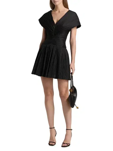 SIMKHAI Women's Avarie Ruched Minidress - Black | Thumbnail 2