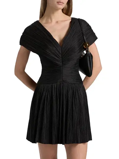 SIMKHAI Women's Avarie Ruched Minidress - Black | Thumbnail 3