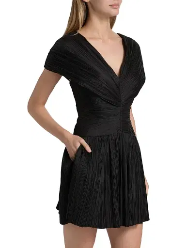SIMKHAI Women's Avarie Ruched Minidress - Black | Thumbnail 4