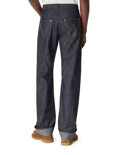 Bottega Veneta Men's Cuffed Wide-Leg Jeans - Indigo - Size 36 | Thumbnail 4 Bottega Veneta Men's Cuffed Wide-Leg Jeans - Indigo - Size 36 | Thumbnail 4