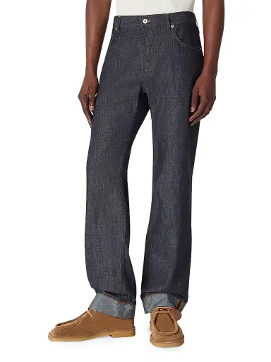 Bottega Veneta Men's Cuffed Wide-Leg Jeans - Indigo - Size 36 | Thumbnail 1 Bottega Veneta Men's Cuffed Wide-Leg Jeans - Indigo - Size 36 | Thumbnail 1