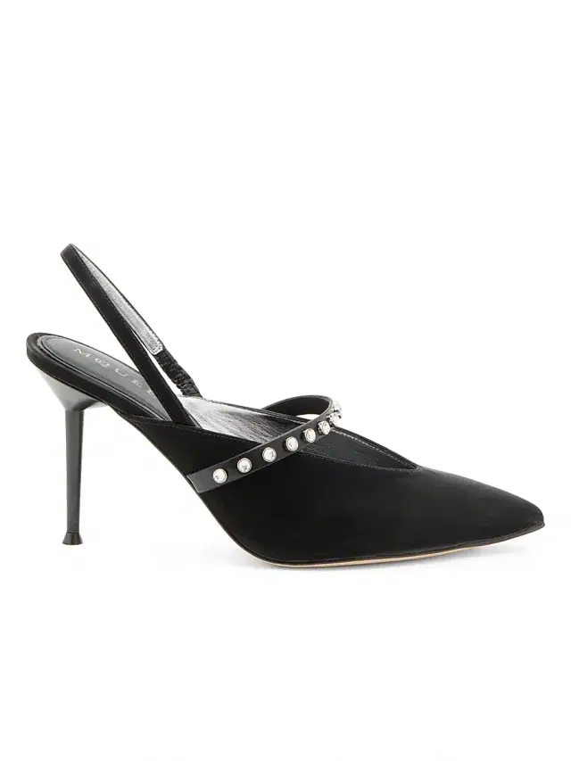 McQueen Women's 0MM Suede Slingback Pumps - Black Silver