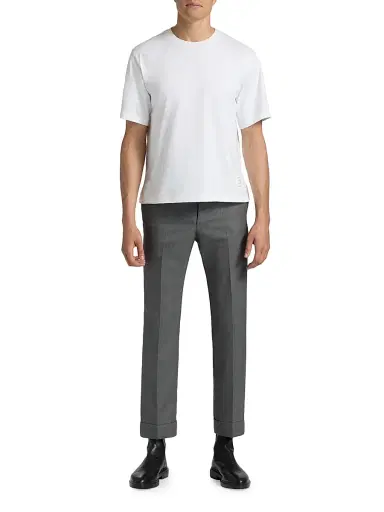 Thom Browne Men's RWB Trim Oversized Cotton Crewneck T-Shirt | Thumbnail 2 Thom Browne Men's RWB Trim Oversized Cotton Crewneck T-Shirt | Thumbnail 2