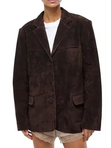 Staud Women's Natalie Suede Oversized Jacket - Espresso | Thumbnail 2