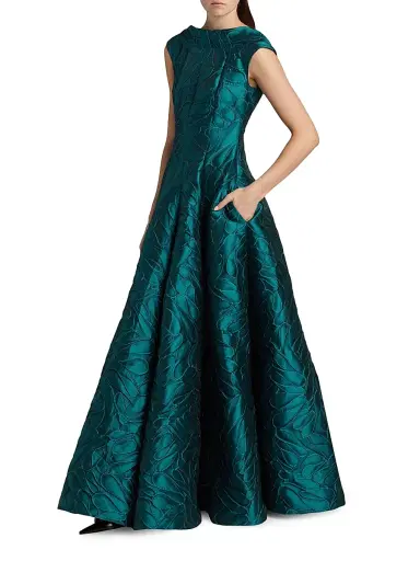 Talbot Runhof Women's Jacquard A-Line Gown - Dragonfly | Thumbnail 2 Talbot Runhof Women's Jacquard A-Line Gown - Dragonfly | Thumbnail 2