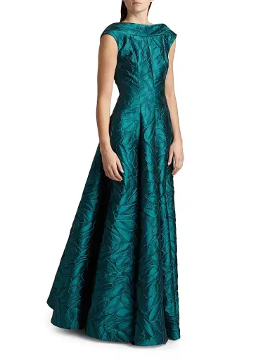 Talbot Runhof Women's Jacquard A-Line Gown - Dragonfly | Thumbnail 4 Talbot Runhof Women's Jacquard A-Line Gown - Dragonfly | Thumbnail 4
