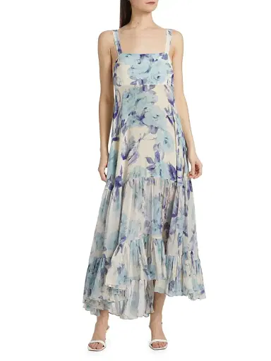 AZEEZA Women's Bellevue Silk Chiffon Maxi Dress - Blue Rose - Size Large | Thumbnail 3 AZEEZA Women's Bellevue Silk Chiffon Maxi Dress - Blue Rose - Size Large | Thumbnail 3