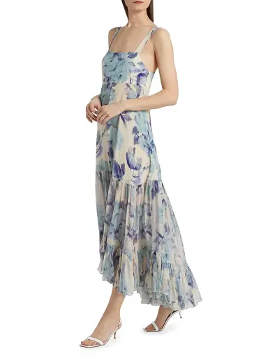 AZEEZA Women's Bellevue Silk Chiffon Maxi Dress - Blue Rose - Size Large | Thumbnail 4 AZEEZA Women's Bellevue Silk Chiffon Maxi Dress - Blue Rose - Size Large | Thumbnail 4