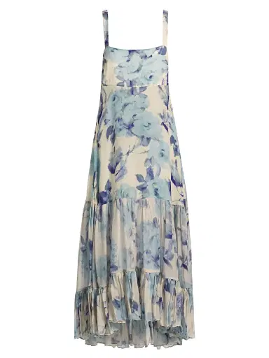 AZEEZA Women's Bellevue Silk Chiffon Maxi Dress - Blue Rose - Size Large | Thumbnail 1 AZEEZA Women's Bellevue Silk Chiffon Maxi Dress - Blue Rose - Size Large | Thumbnail 1