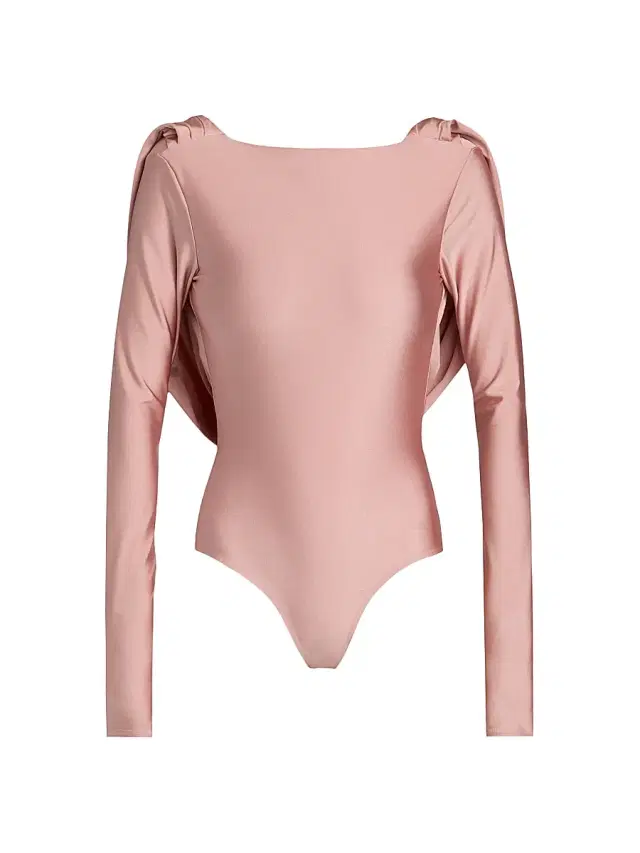 Mariandree Gaitan Women's Identity Eda Draped Bodysuit - Pink - Size Large