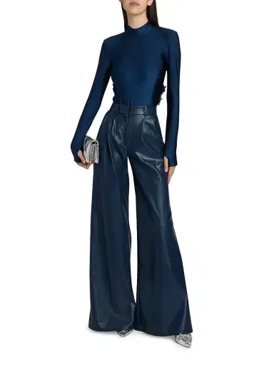 Mariandree Gaitan Women's Identity Giulia Faux Leather High-Rise Pants - Blue - Size Small | Thumbnail 2 Mariandree Gaitan Women's Identity Giulia Faux Leather High-Rise Pants - Blue - Size Small | Thumbnail 2