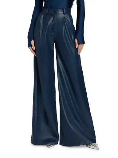 Mariandree Gaitan Women's Identity Giulia Faux Leather High-Rise Pants - Blue - Size Small | Thumbnail 3 Mariandree Gaitan Women's Identity Giulia Faux Leather High-Rise Pants - Blue - Size Small | Thumbnail 3