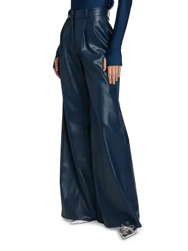 Mariandree Gaitan Women's Identity Giulia Faux Leather High-Rise Pants - Blue - Size Small | Thumbnail 4 Mariandree Gaitan Women's Identity Giulia Faux Leather High-Rise Pants - Blue - Size Small | Thumbnail 4