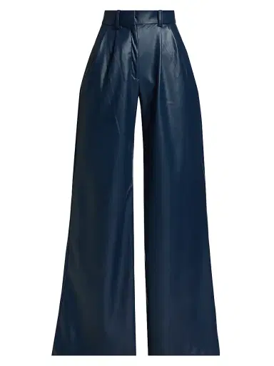 Mariandree Gaitan Women's Identity Giulia Faux Leather High-Rise Pants - Blue - Size Small | Thumbnail 1 Mariandree Gaitan Women's Identity Giulia Faux Leather High-Rise Pants - Blue - Size Small | Thumbnail 1
