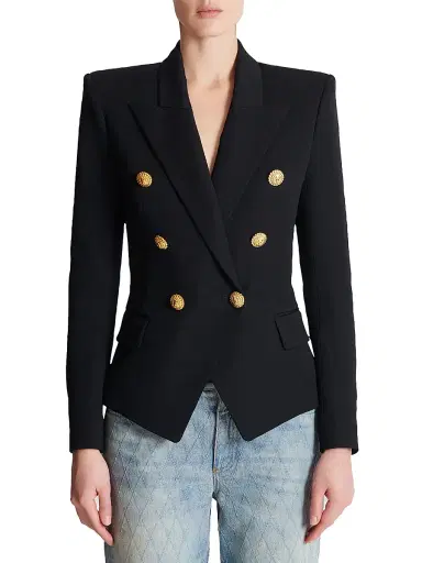 Balmain Women's Wool Double-Breasted Jacket - Noir | Thumbnail 3 Balmain Women's Wool Double-Breasted Jacket - Noir | Thumbnail 3