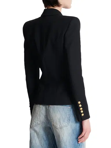 Balmain Women's Wool Double-Breasted Jacket - Noir | Thumbnail 5 Balmain Women's Wool Double-Breasted Jacket - Noir | Thumbnail 5