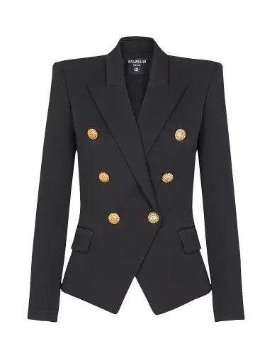 Balmain Women's Wool Double-Breasted Jacket - Noir | Thumbnail 1 Balmain Women's Wool Double-Breasted Jacket - Noir | Thumbnail 1