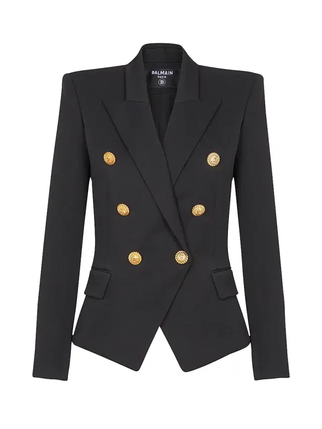 Women's Wool Double-Breasted Jacket - Noir