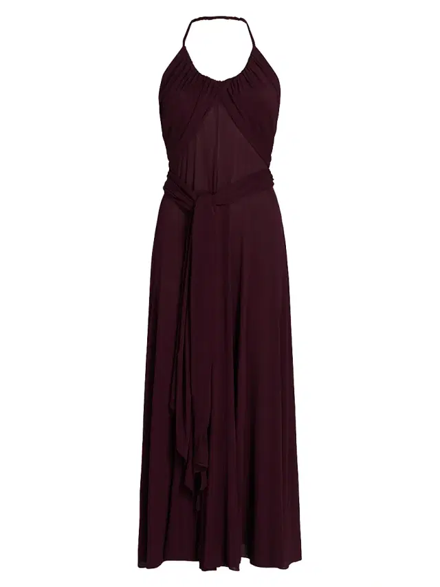 ALAIA Women's Cross Mesh Halter Midi-Dress - Bordeaux