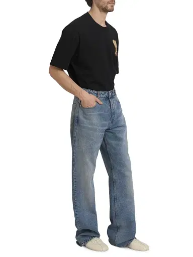 AMI PARIS Men's Oversized Five-Pocket Jeans - Bleu Used | Thumbnail 2