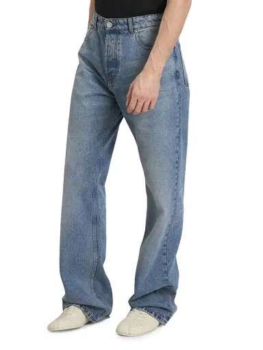 AMI PARIS Men's Oversized Five-Pocket Jeans - Bleu Used | Thumbnail 4