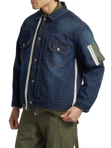 Sacai Men's Denim x Nylon Twill Jacket - Blue - Size Large | Thumbnail 4 Sacai Men's Denim x Nylon Twill Jacket - Blue - Size Large | Thumbnail 4