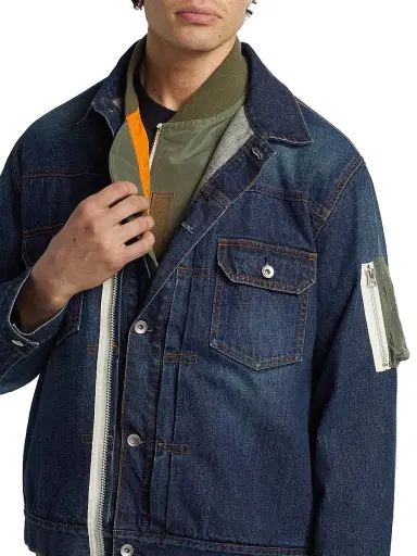 Sacai Men's Denim x Nylon Twill Jacket - Blue - Size Large | Thumbnail 6 Sacai Men's Denim x Nylon Twill Jacket - Blue - Size Large | Thumbnail 6