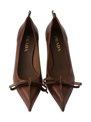 Prada Women's Antiqued Leather Pumps - Brown - Size 8 | Thumbnail 2