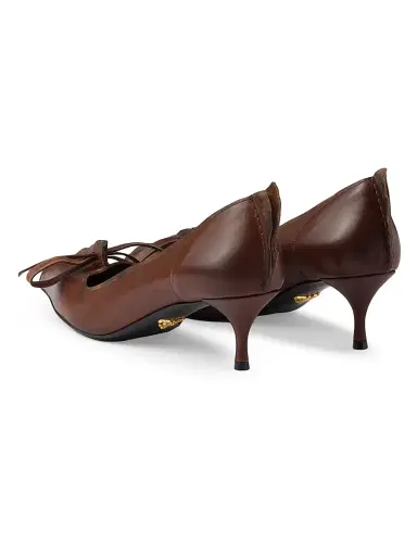 Prada Women's Antiqued Leather Pumps - Brown - Size 8 | Thumbnail 3